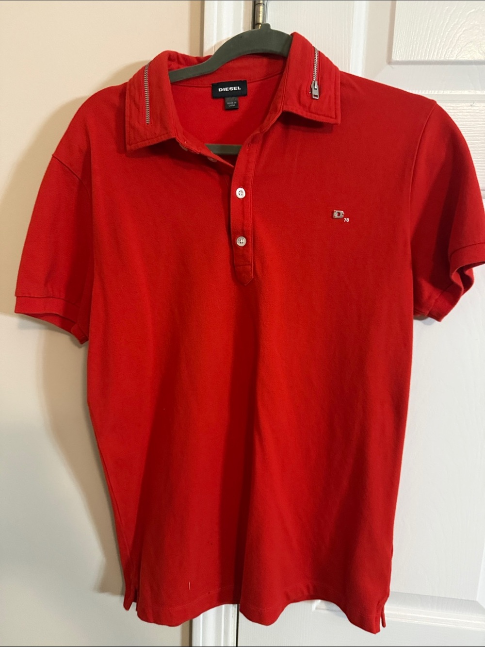 Diesel Red Polo with Zip-Trim Collar - Picture 4 of 8